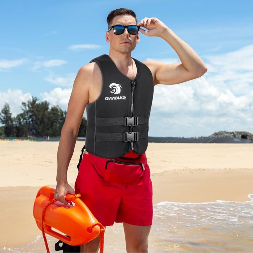 Men's Black Swim Vest with Front Zipper. XXL  NWT